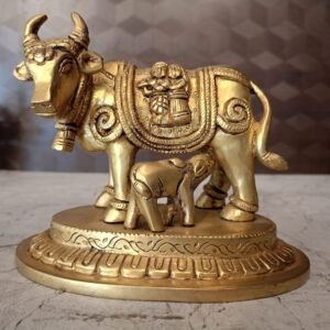 Brass Cow and Calf with Radha Krishna at wholesale Price