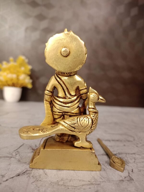 Buy Brass Murugan Idol with Peacock at Wholesale Price Jaipur 4.5",India - Image 4