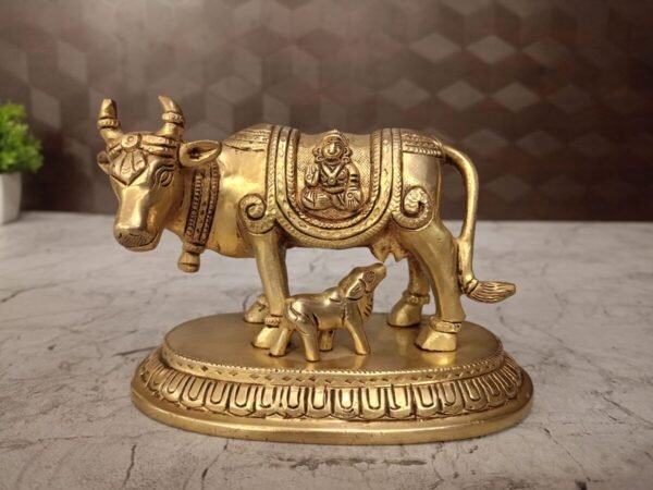 Brass Cow and Calf with Lakshmi and Ganesha at Whole Price