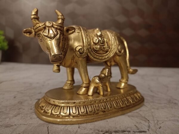 Buy Brass Cow and Calf with Lakshmi and Ganesha at Whole Price 4" Coimbatore, India - Image 2