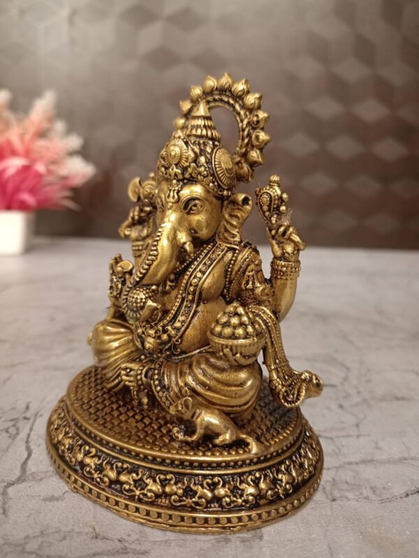 Buy Brass Fine art  Idampuri Ganesha at Manufacturer 4.5" Moradabad, India - Image 2