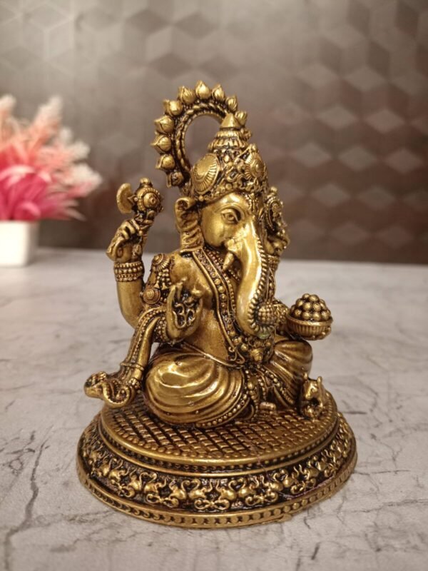 Buy Brass Fine art  Idampuri Ganesha at Manufacturer 4.5" Moradabad, India - Image 3