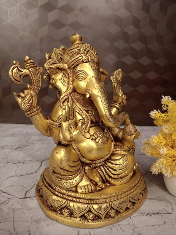 Buy Brass Ganesha on Sofa Idol at Manufacturer 9.5" Jaipur, India - Image 2