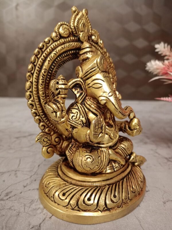 Buy Brass Ganesha with Thiruvachi at wholesale market 5.5" Aligarh ,India - Image 2