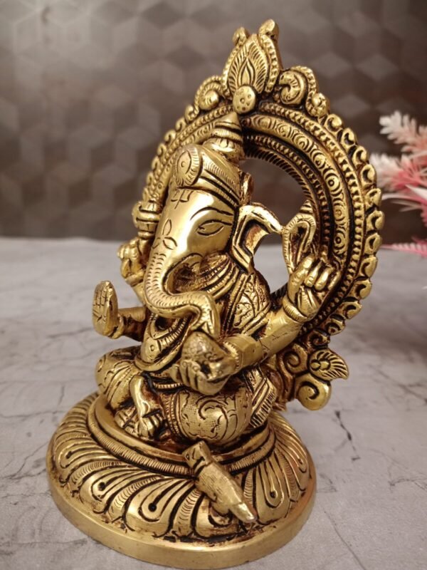 Buy Brass Ganesha with Thiruvachi at wholesale market 5.5" Aligarh ,India - Image 3