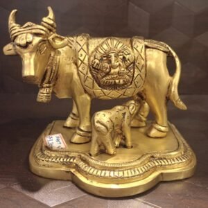 Brass Gomatha with Lakshmi and Ganesha at Wholesale dealer