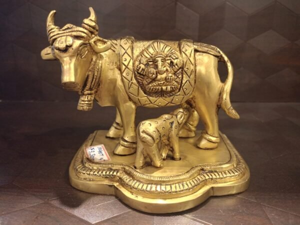 Brass Gomatha with Lakshmi and Ganesha at Wholesale dealer