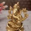 Buy Brass Maha Ganapathy on Lotus at Wholesale Dealer 5" Chennai, India - Image 3