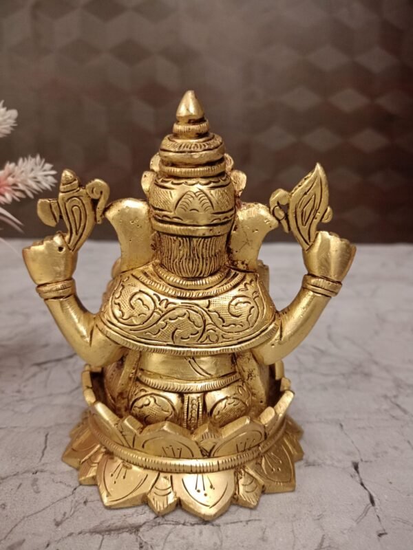 Buy Brass Maha Ganapathy on Lotus at Wholesale Dealer 5" Chennai, India - Image 4