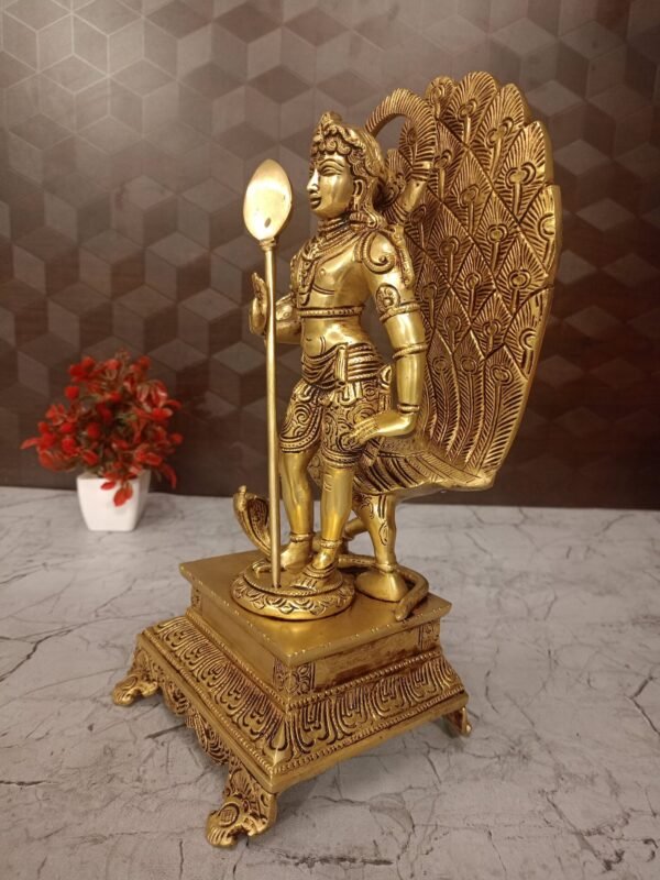 Buy Brass Lord Murugan idol online at Wholesale Price 12" Madurai,India - Image 3