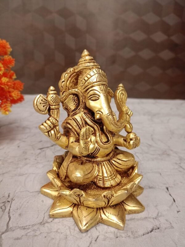 Buy Brass Raja Ganapathi Idol Manufacturer 5" Bangalore, India - Image 2