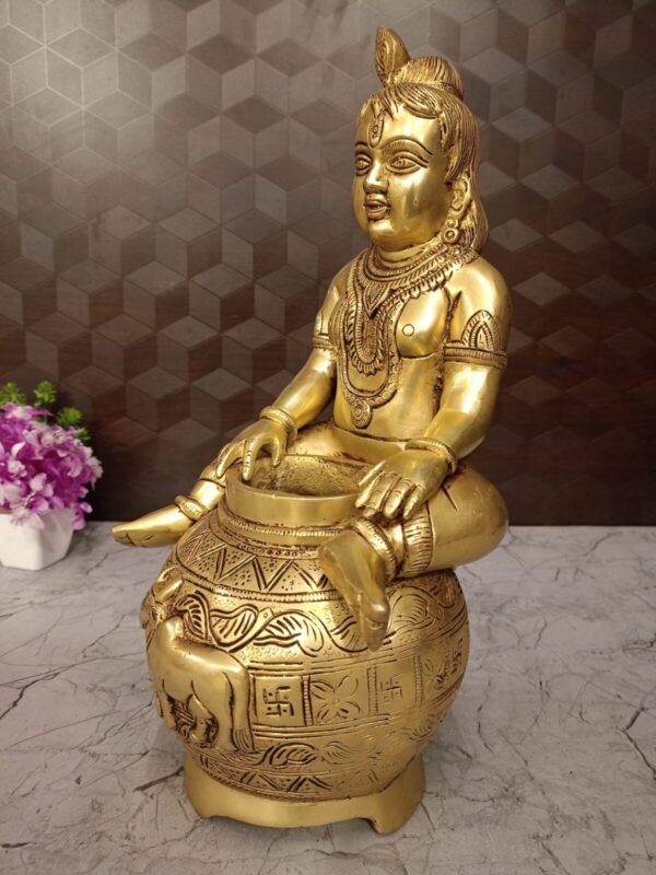 Buy Brass Balakrishnar sitting on Milk pot at Wholesale Dealer 14" Madurai Tamil Nadu, India - Image 2