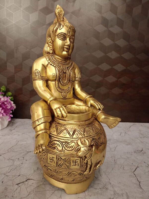 Buy Brass Balakrishnar sitting on Milk pot at Wholesale Dealer 14" Madurai Tamil Nadu, India - Image 3