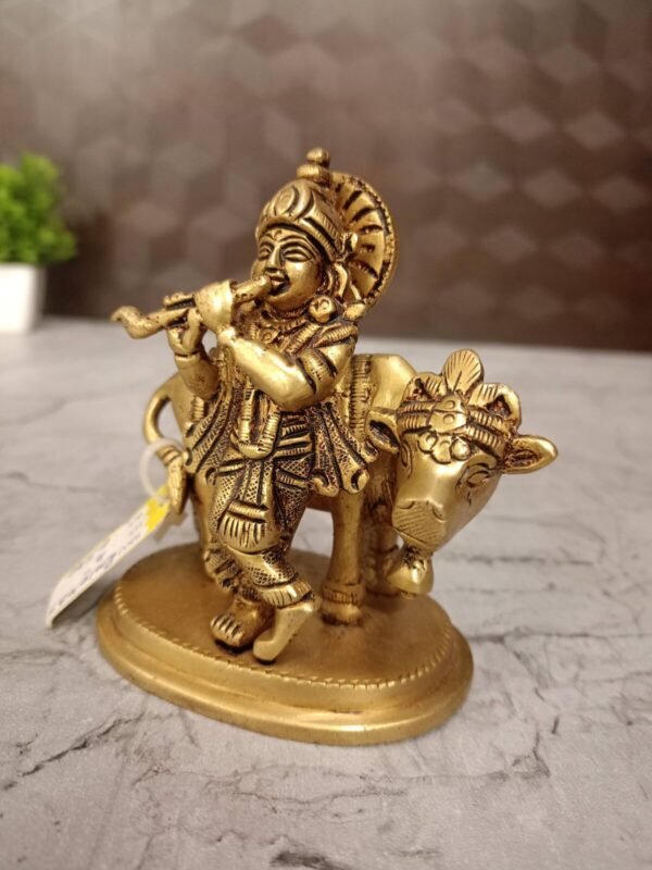 Buy Brass Cow Krishna at Wholesale Dealer 4" Bangalore Karnataka,India - Image 2