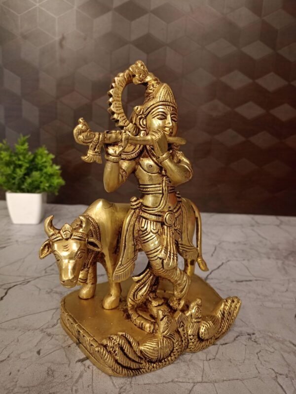 Buy Brass Cow Krishna Wholesale dealer 8" Jaipur Rajasthan, India - Image 2