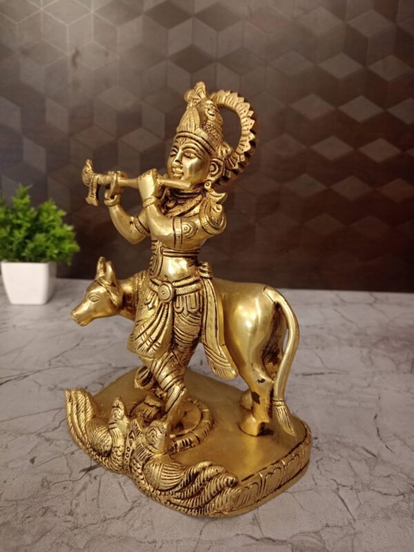 Buy Brass Cow Krishna Wholesale dealer 8" Jaipur Rajasthan, India - Image 3