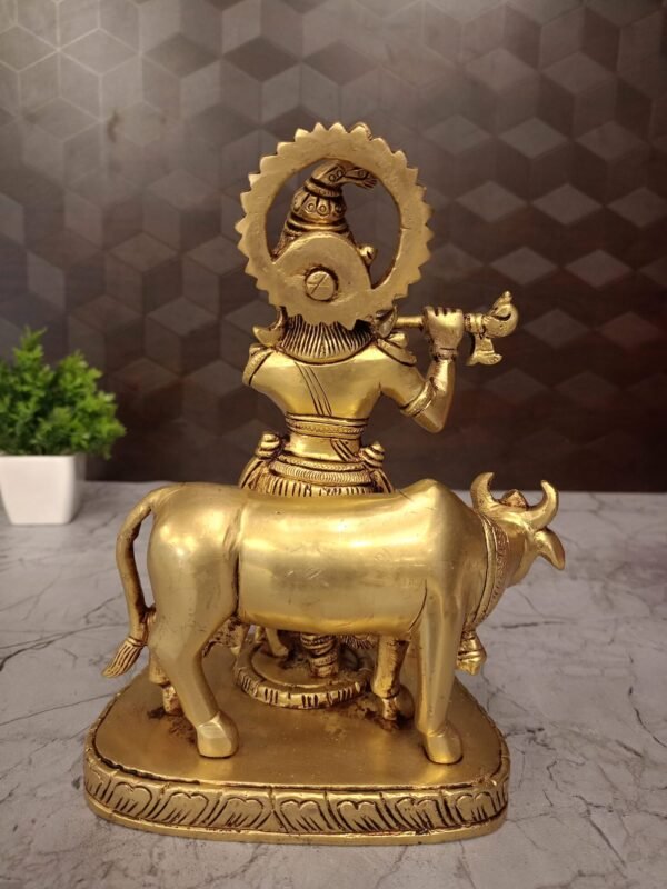 Buy Brass Cow Krishna Wholesale dealer 8" Jaipur Rajasthan, India - Image 4