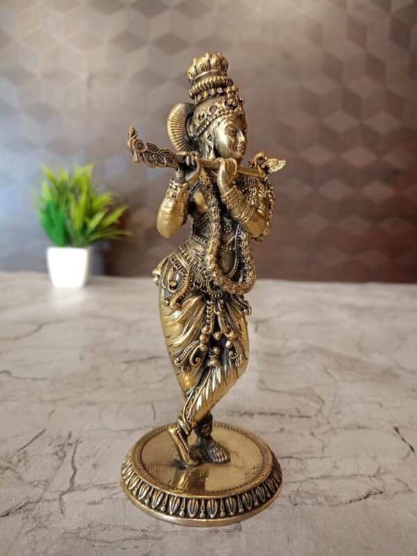 Buy Brass Fine art Krishna Idol manufacturer 6.5" Moradabad Uttarpradesh ,India - Image 2