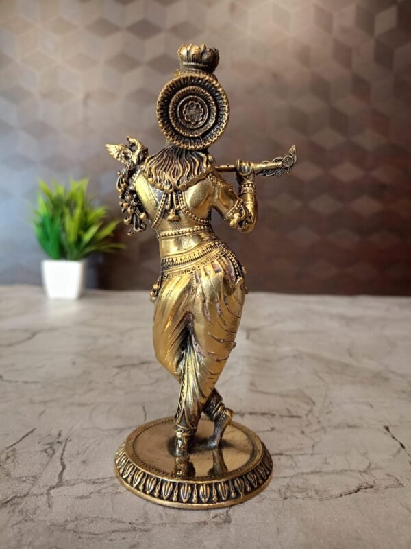 Buy Brass Fine art Krishna Idol manufacturer 6.5" Moradabad Uttarpradesh ,India - Image 4