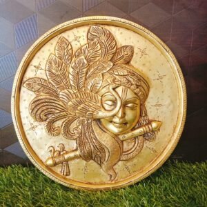 Brass Krishna face with Peacock feather wall mount at Manufacturer