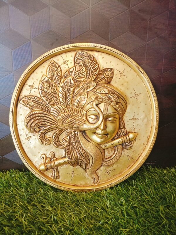 Brass Krishna face with Peacock feather wall mount at Manufacturer