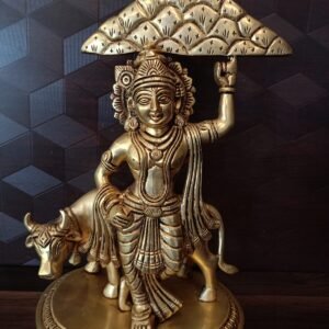 Brass Krishna Holding Govarthanan Mountain at Wholesale Price