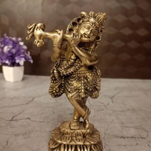 Brass Krishna on Lotus Base at Wholesale Market