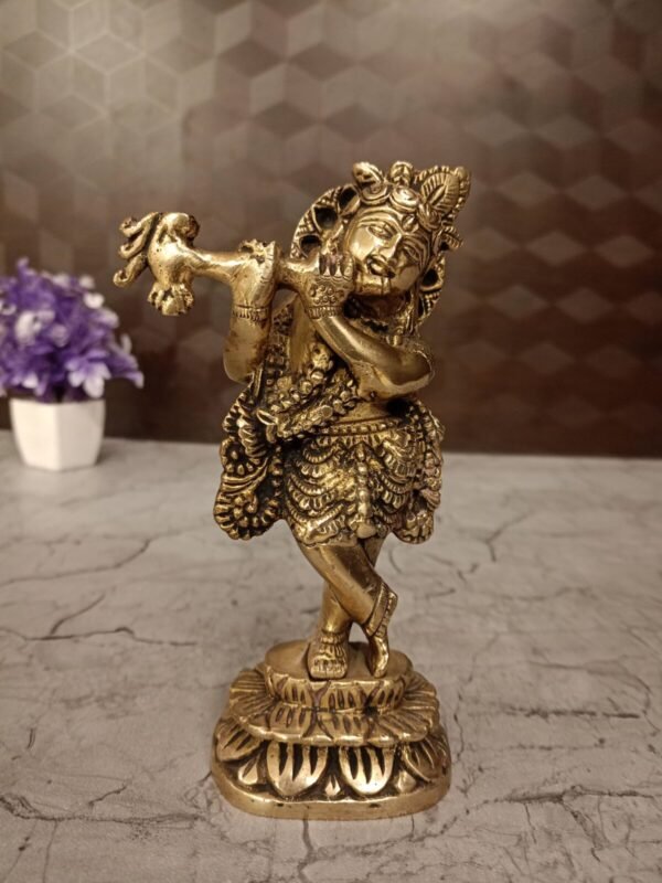 Brass Krishna on Lotus Base at Wholesale Market