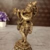 Buy Brass Krishna on Lotus Base at Wholesale Market 9" Kumbakonam, India - Image 3