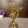 Buy Brass Krishna on Lotus Base at Wholesale Market 9" Kumbakonam, India - Image 4