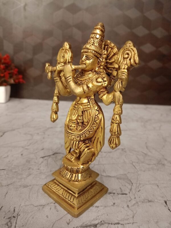 Buy Brass Krishna with Flute at Wholesale dealer 7" Jaipur Rajasthan - Image 2