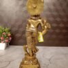 Buy Brass Lord Krishna on Floral Base at Wholesale Market 10" Chennai,India - Image 4