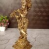 Buy Brass Lord Krishna on Floral Base at Wholesale Market 10" Chennai,India - Image 3