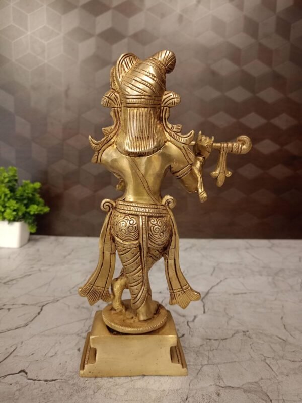 Buy Brass Lord Krishna on Round Base at wholesale Dealer 9.5" Swamimalai ,India - Image 2