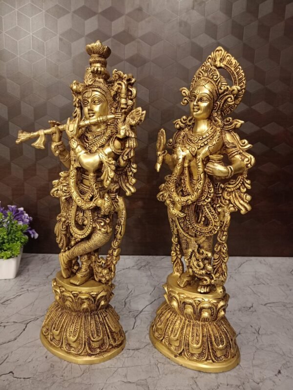 Buy Brass Radha Krishna Idol Manufacturer Aligarh Uttar Pradesh India 100% Pure Brass Idol - Image 2