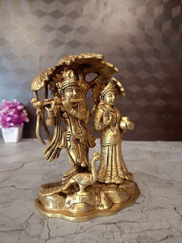 Buy Brass Radha Krishna under Tree Manufacturer Price Aligarh Uttar Pradesh 100% Pure Brass Idols - Image 2