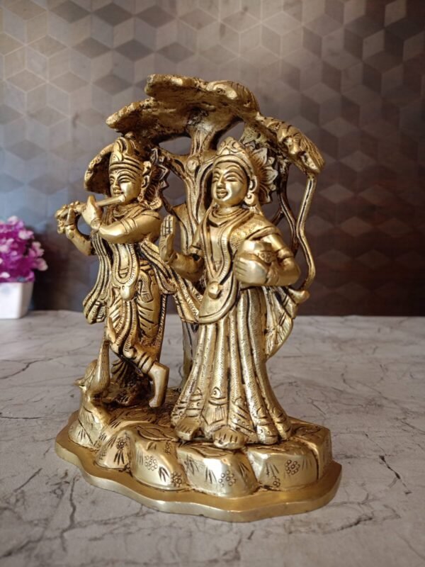 Buy Brass Radha Krishna under Tree Manufacturer Price Aligarh Uttar Pradesh 100% Pure Brass Idols - Image 3