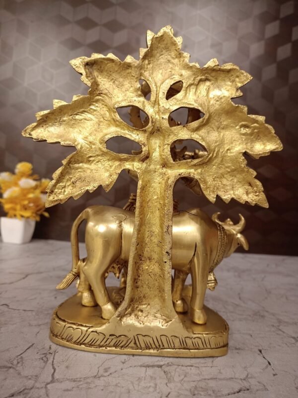 Buy Brass Tree Cow Krishna Idol Manufacturer 9" Moradabad Uttar Pradesh, India - Image 4