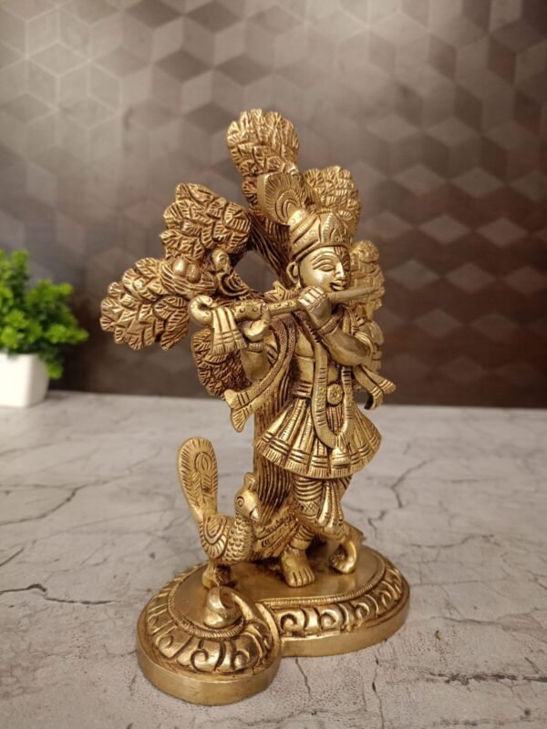 Buy Brass Tree Krishna idol at Manufacturer Price 7" Madurai,Tamil Nadu - Image 3