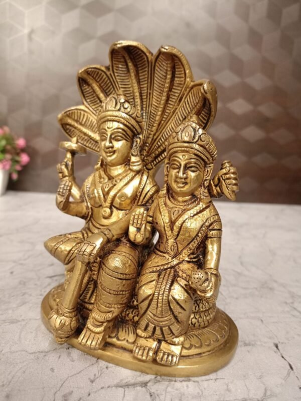 Buy Brass Lakshmi Narayan on Shesha Naga Manufacturer Price Jaipur,India|100% Pure Brass Idols - Image 2