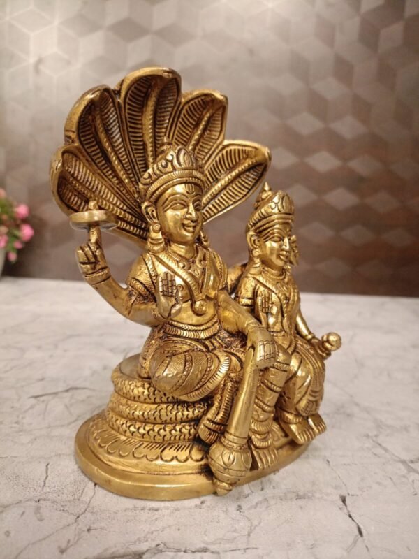 Buy Brass Lakshmi Narayan on Shesha Naga Manufacturer Price Jaipur,India|100% Pure Brass Idols - Image 3