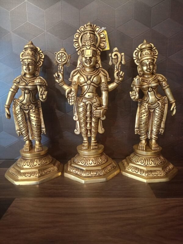 Brass Perumal with Sridevi and Bhudevi at Wholesale Dealer