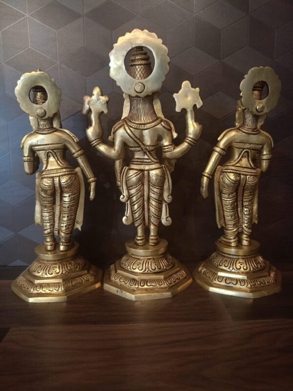 Buy Brass Perumal with Sridevi and Bhudevi at Wholesale Dealer Madurai Tamil Nadu | 100% Pure Brass Idols - Image 3