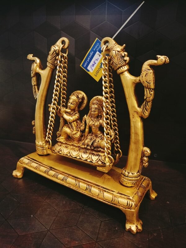 Buy Brass Radha Krishna on Jhula at Wholesale Price 10" Coimbatore, India - Image 2