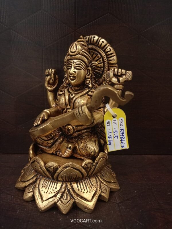 Buy Brass Saraswati Idol Wholesale Supplier Bangalore, India| 100% Pure Brass Idols - Image 2