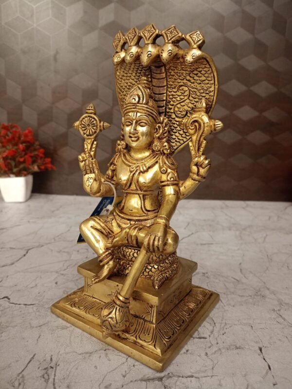 Buy Brass Shesha Shayi Vishnu at Wholesale Market Chennai Tamil Nadu | 100% Pure Brass Idols Superfine finish - Image 3