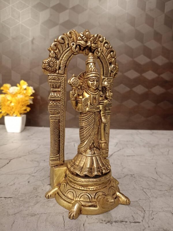 Buy Brass Vishnu on Tortoise at Wholesale Price Madurai Tamil Nadu India| 100% Pure Brass Idols - Image 2