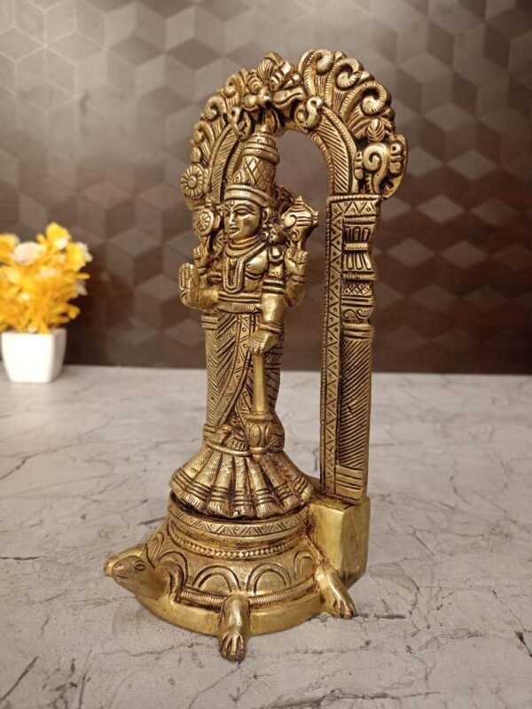 Buy Brass Vishnu on Tortoise at Wholesale Price Madurai Tamil Nadu India| 100% Pure Brass Idols - Image 3