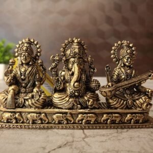 Brass Fine art Ganesha Lakshmi Saraswathi on Base at Wholesale price
