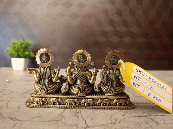 Buy Brass Fine art Ganesha Lakshmi Saraswathi on Base at Wholesale price Chennai | 100% Pure Brass Idols Supplier - Image 4